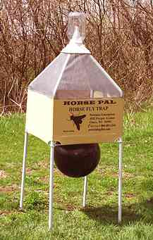 Horse-Pal biting fly trap for fly control in horse stables and pastures.